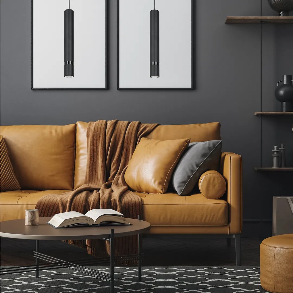 Závesné svietidlo Joker, 1x čierne kovové tienidlo, b