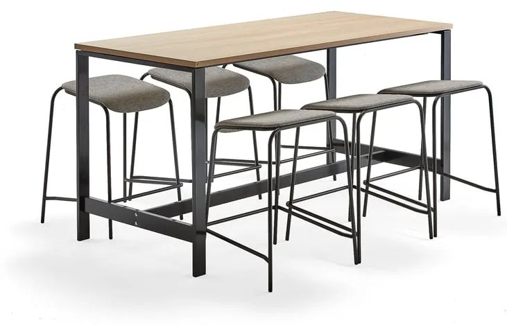 Zostava rokovacieho nábytku: Stôl Various + 6 stoličiek Attend, béžová