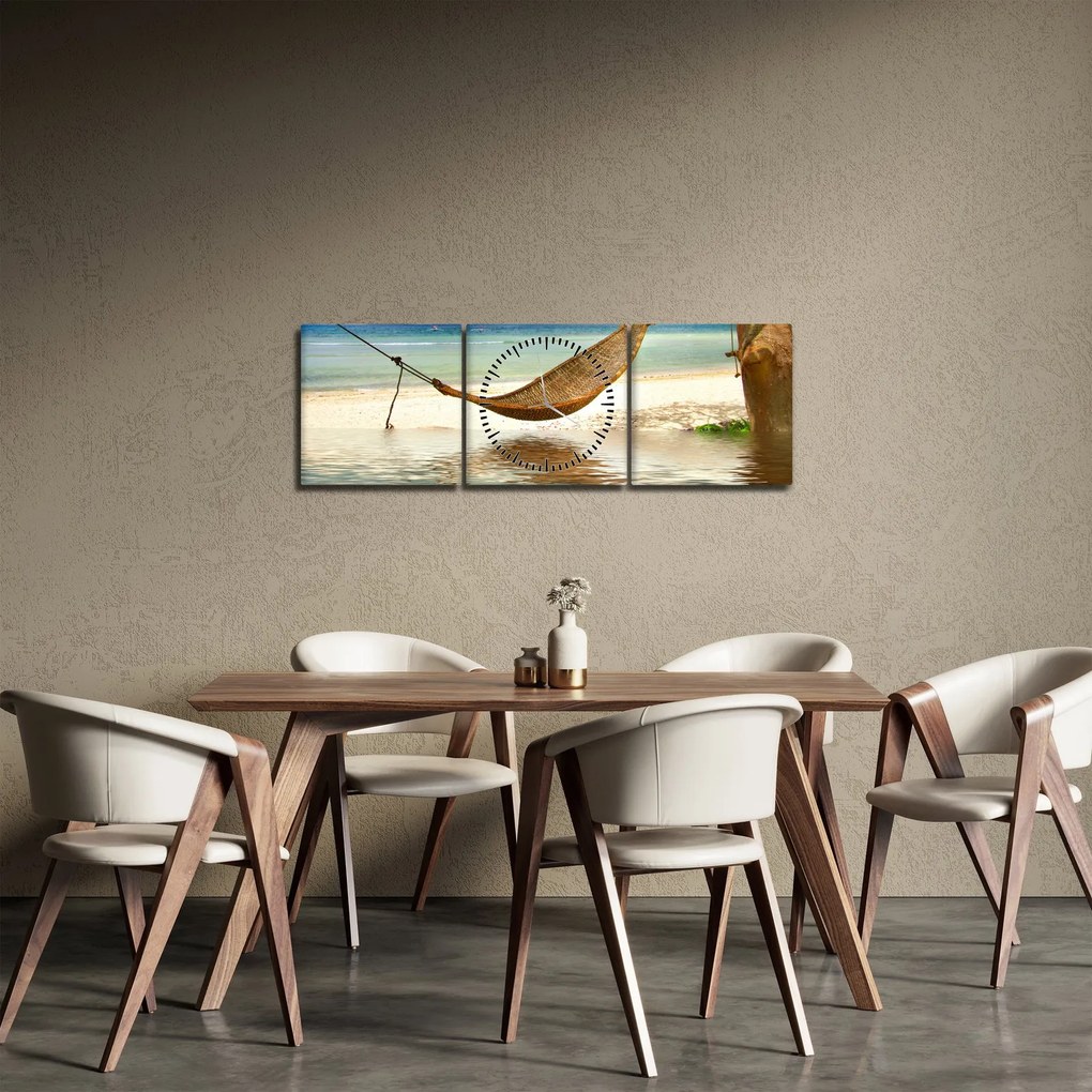 Obraz - Relax na pláži (s hodinami) (90x30 cm)
