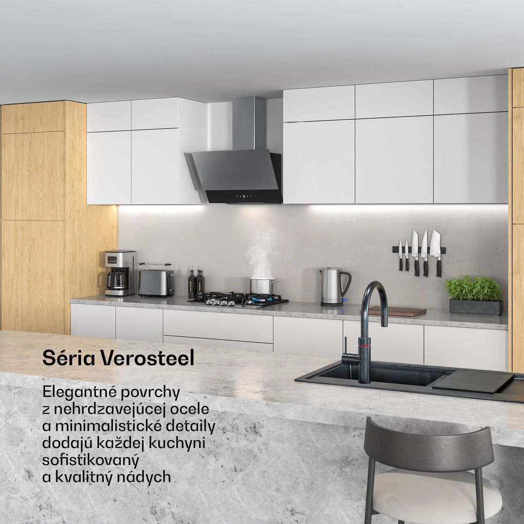 Klarstein Verosteel digestor, Elegantný, minimalistický, výkonný, Energetická trieda A, 624 m³/h, 60 cm