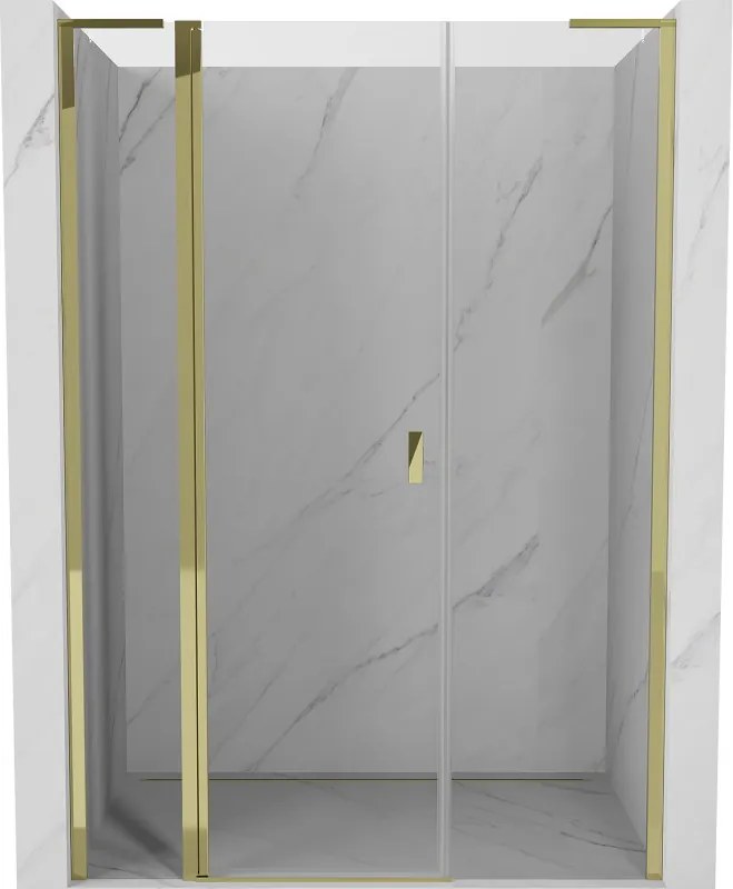 Mexen, Mexen Mist L Otočné sprchové dvere 150 cm, transparentné, zlaté - 8A4L-150-001-50-00