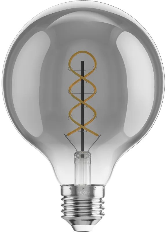Mexen Vintis, LED žiarovka špirála E27, G95, 8W, Teplá - 2200K, 450 lm, dymová - L167-E27-0822-70