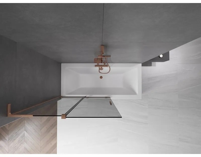 Mexen Velar L, 2-krídlová posuvná vaňová zástena 110 x 150 cm, 8mm šedé sklo, medená matná, 896-110-003-41-65