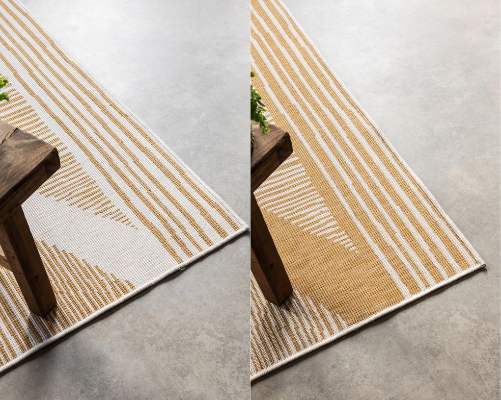 ELLE Decoration, Kusový koberec Gemini 106017 Ochre z kolekcie Elle – na von aj na doma, 80x150, žltá, chodba / predsieň