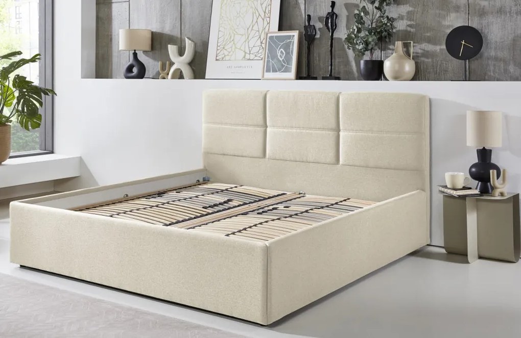 Posteľ Domango 140x200 cm, béžová látka