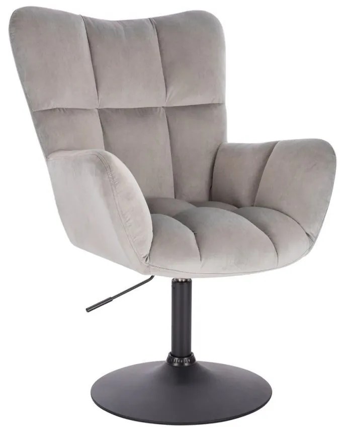 LuxuryForm DESIGN Otočné kreslo AURORA VELUR na čiernom tanieri - svetlosivé