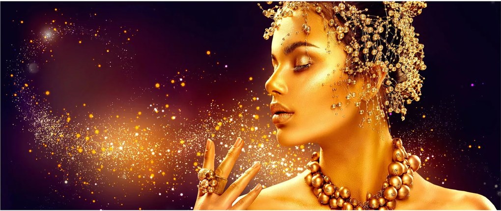 Obraz - Zlatý makeup (120x50 cm)