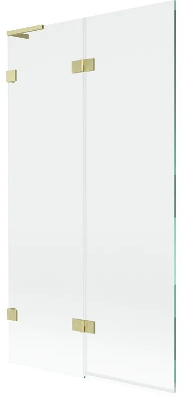 Mexen Lunar L, 2-krídlová vaňová zástena ľavá 100 x 150 cm, číre sklo, zlatá matná, 897L-100-100-55-00-L