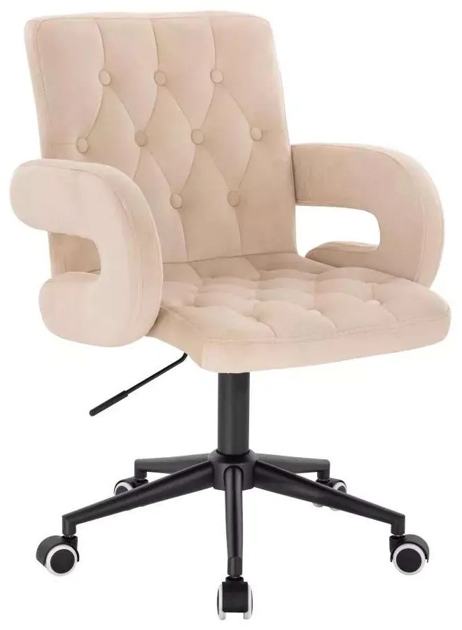 LuxuryForm DESIGN Stolička BOSTON VELUR na čiernej podstave s kolieskami - krémová