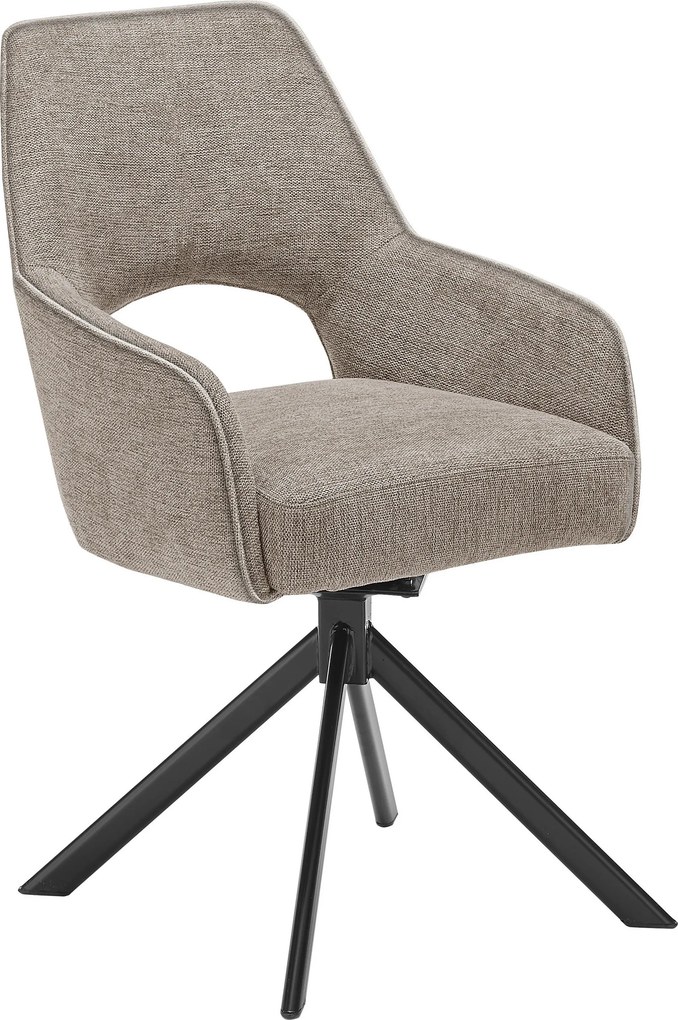 XXXLutz STOLIČKA S PODRÚČKAMI, železo, tkaná textília, čierna, taupe SetOne by Musterring - Stoličky - 001475022803