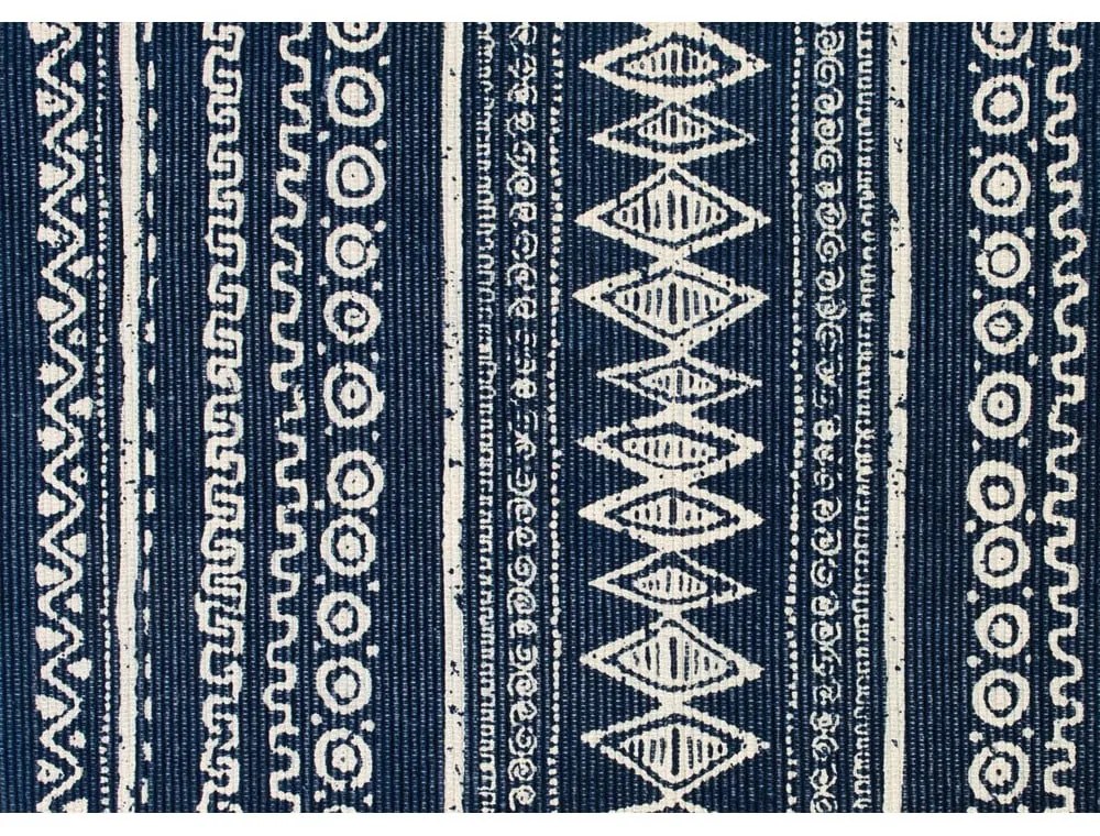 Modro-biely bavlnený koberec Webtappeti Ethnic, 55 x 110 cm