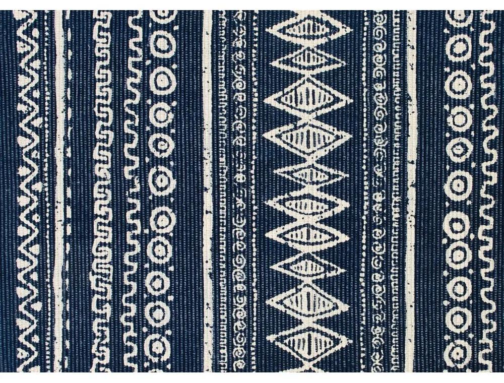 Modro-biely bavlnený koberec Webtappeti Ethnic, 55 x 140 cm