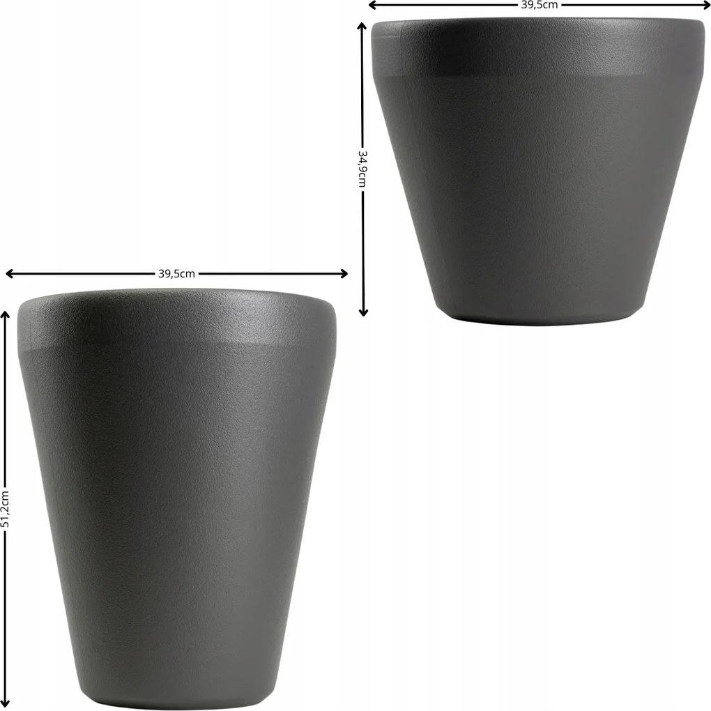 Sada 2 ks květináčů Purea 51,2x39,5/34,9x39,5 cm antracitová