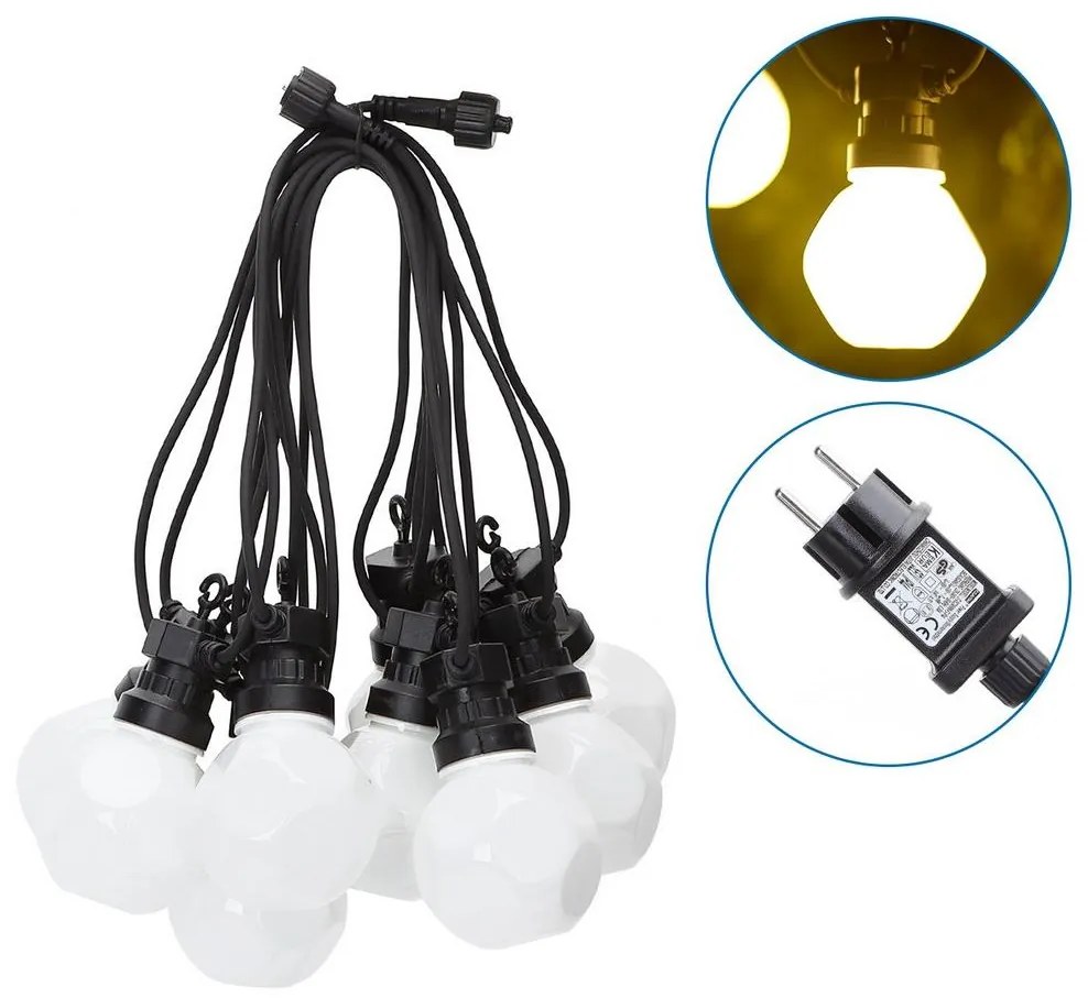 Aigostar - LED Vonkajšia dekoračná reťaz 10xLED/8m IP44 teplá biela