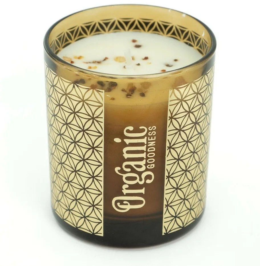 Organická vykurovacia sviečka Sage & Lavender 200 g v skle so zlatou fóliou