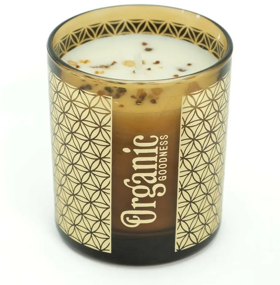 Organická vykurovacia sviečka Sage & Lavender 200 g v skle so zlatou fóliou