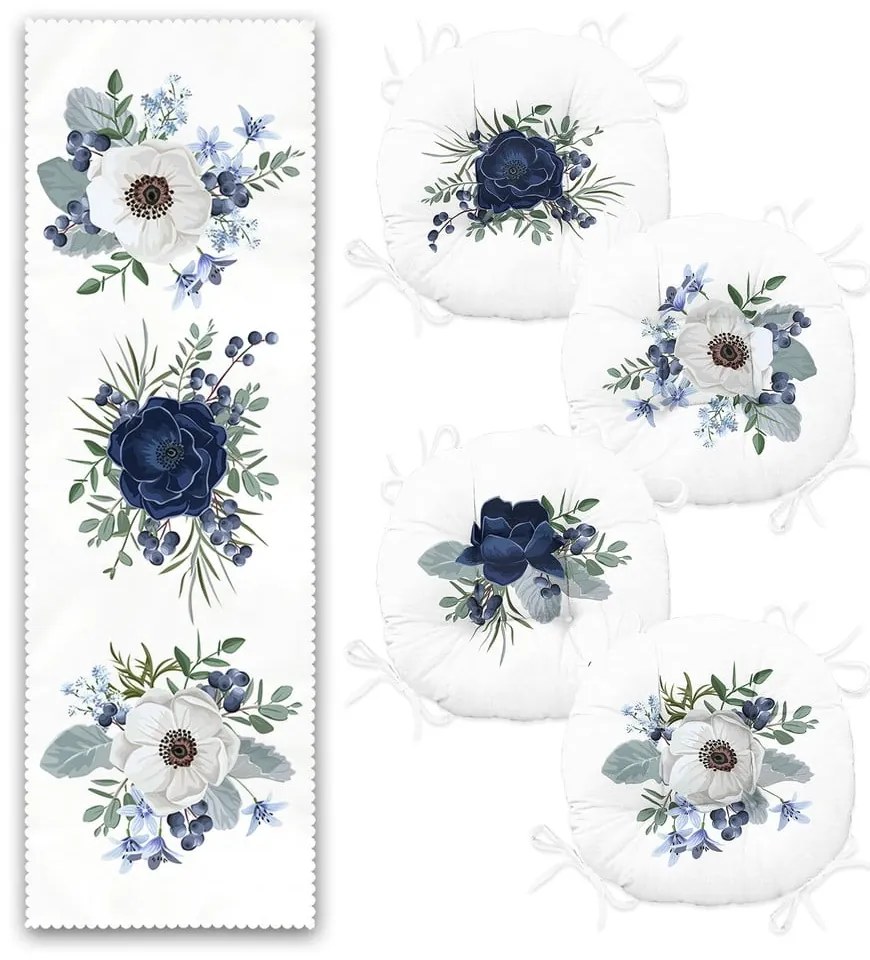 Set 4 ks sedákov a behúňa na stôl – Mila Home