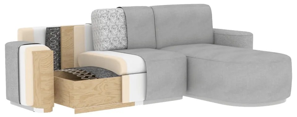 Svetlosivá ženilková rozkladacia/s úložným priestorom rohová pohovka (pravý roh/s leňoškou) Aurumm – ELTAP