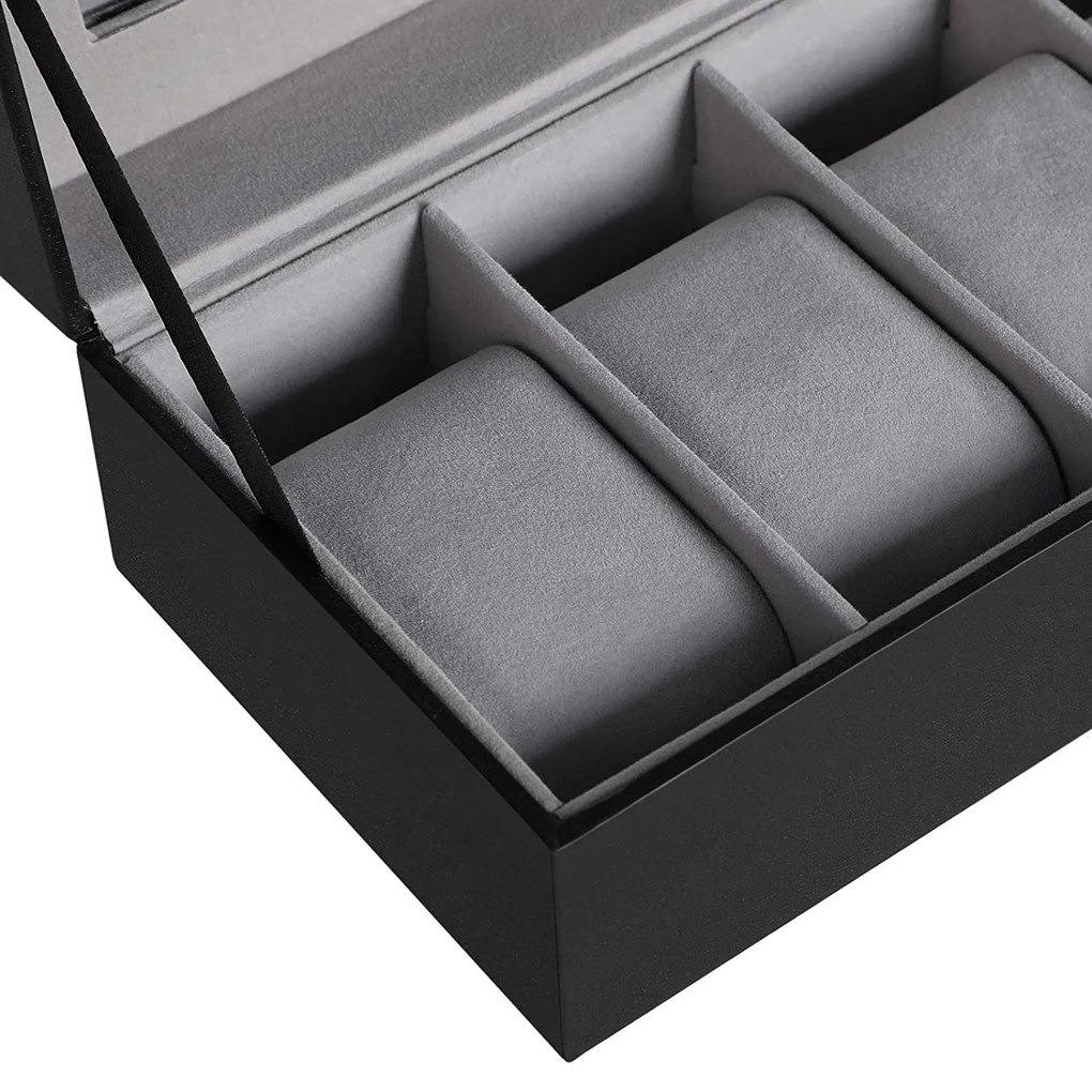 Box na hodinky Watch2, 30x8x11,2 cm, čierna/sivá