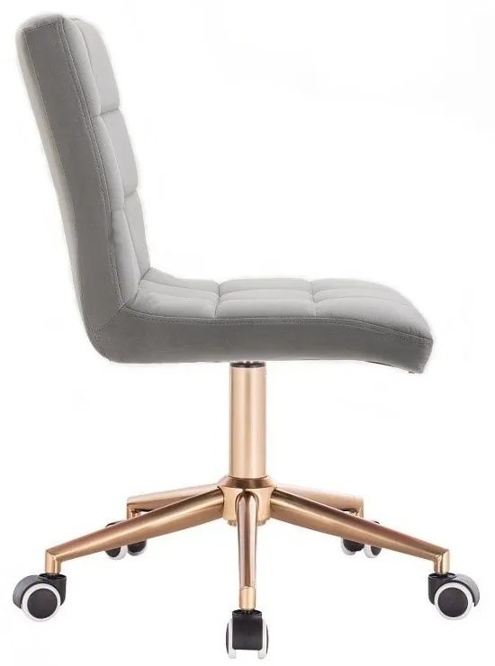 LuxuryForm DESIGN Stolička TOLEDO VELUR na zlatej podstave s kolieskami - svetlosivá