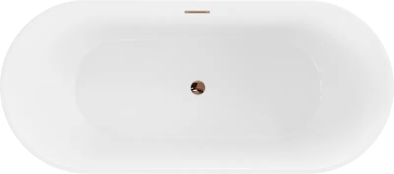 Mexen Flavia, voľne stojaca vaňa 170 x 75 cm, biela, ružové zlato prepad, 54031708000-60