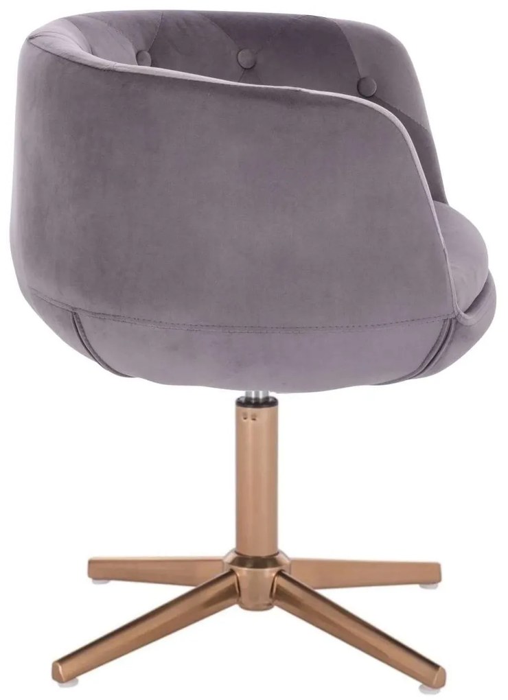 LuxuryForm DESIGN Kreslo MONTANA VELUR na zlatom kríži - sivé