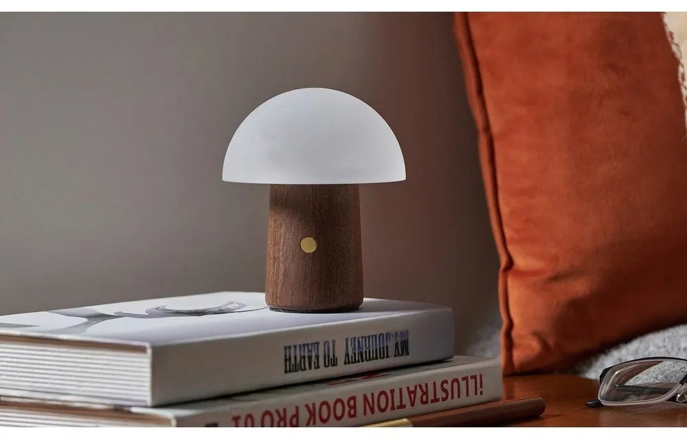 Biela/v tmavoprírodnej farbe LED stolná lampa (výška 12,5 cm) Alice Mushroom – Gingko