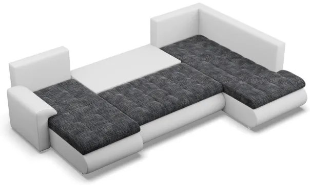 Sedacia súprava FORESTA v tvare U, pravá popolová / biela