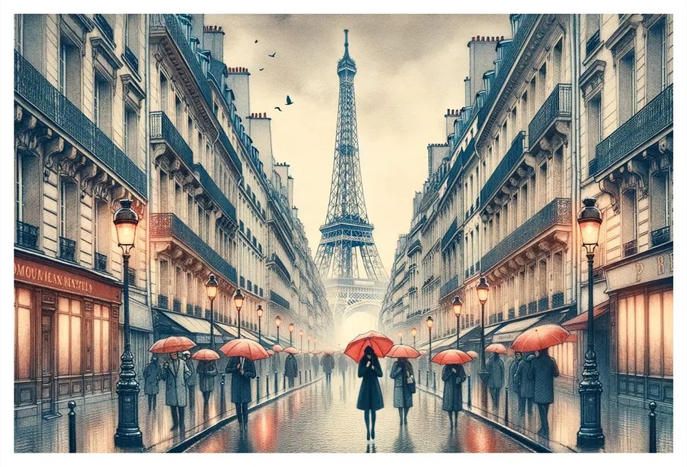 Obraz Paríž v daždivom dni
