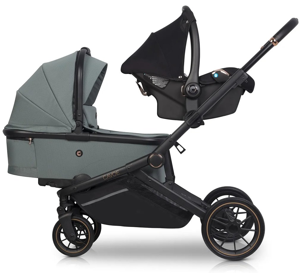 Športový kočík pre dvojčatá CAVOE Avec Boho Green