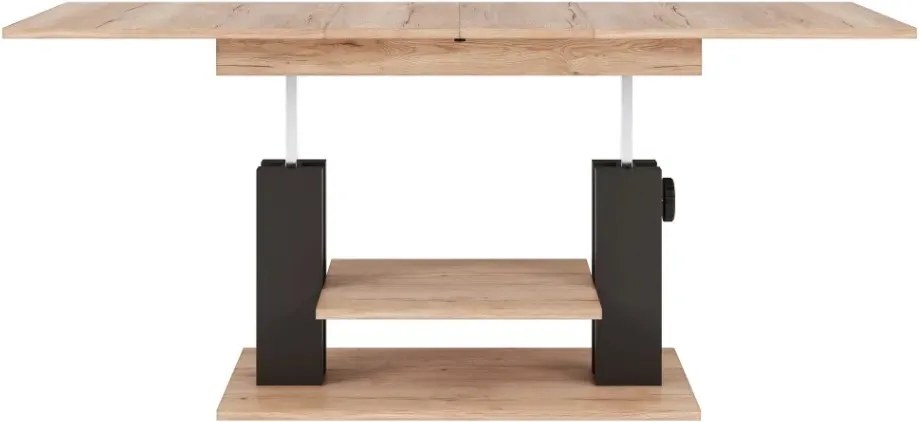 Výškově nastavitelný rozkládací konferenční stolek Moduvo 120/170 cm dub Halifax/černý