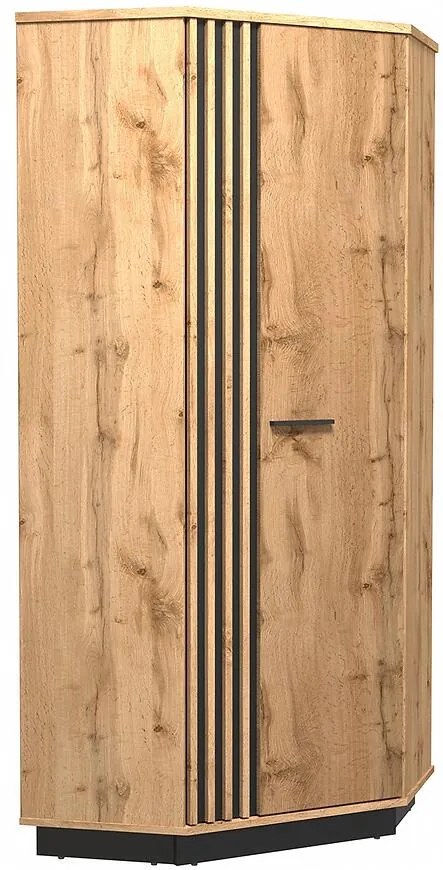 Skriňa rohová La29 Lamelo Dub Wotan/Čierna Mat