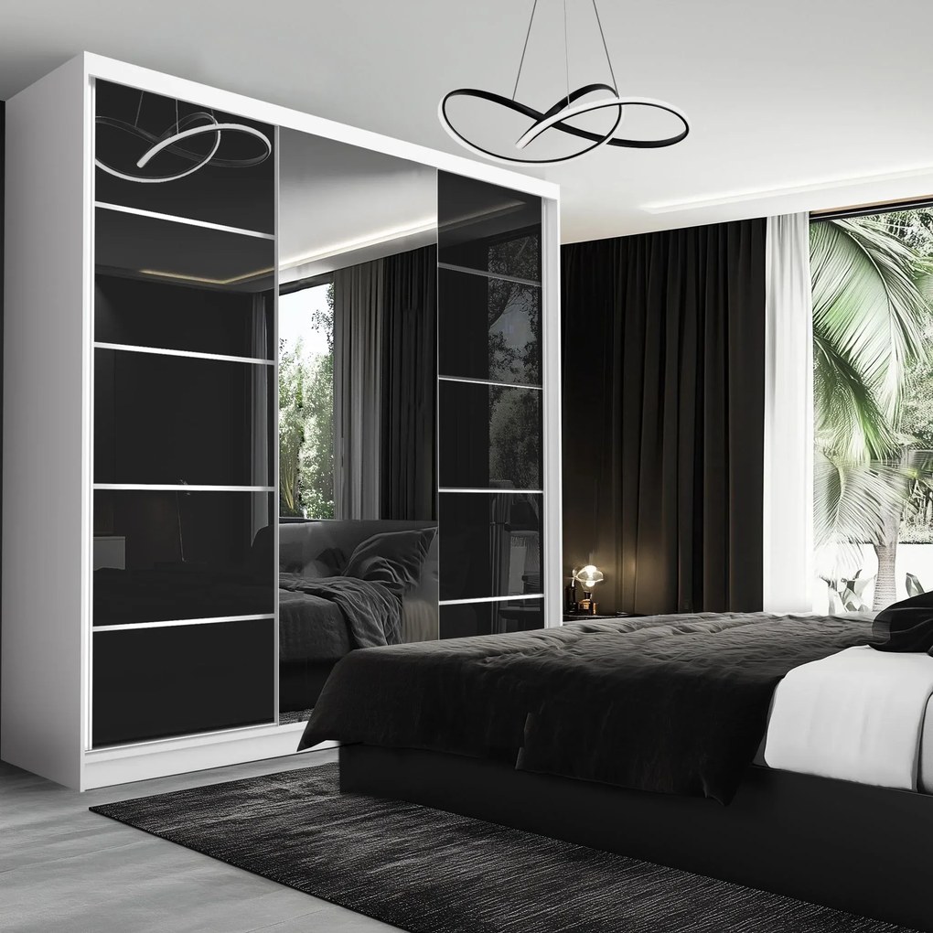 Šatníková skriňa SERENITY 200 cm čierny lesk MTG SERENITY SZP5/0/W/B/0/HIAL