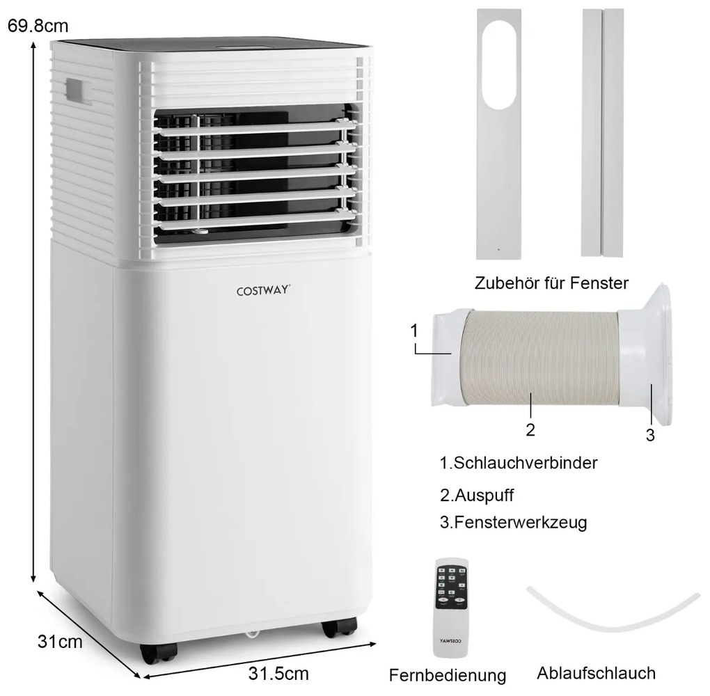 4 v 1 mobilná klimatizácia 9000 BTU Chladenie a vetranie a odvlhčovanie Klimatizácia s čiernym vekom 16 ℃ - 32 ℃