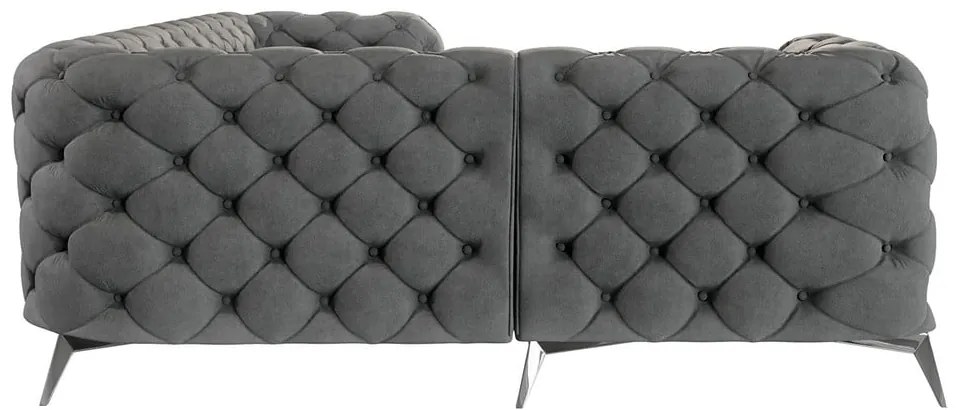 Sivá zamatová rohová pohovka (ľavý roh/do L) Chelsea – Ropez