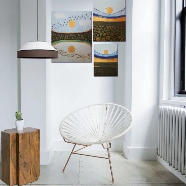 Luster na lanku MANISO 1xE27/60W/230V pr. 45 cm biela/hnedá