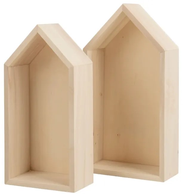Sada 2 ks drevených poličiek v tvare domčeku LITTLE HOUSES