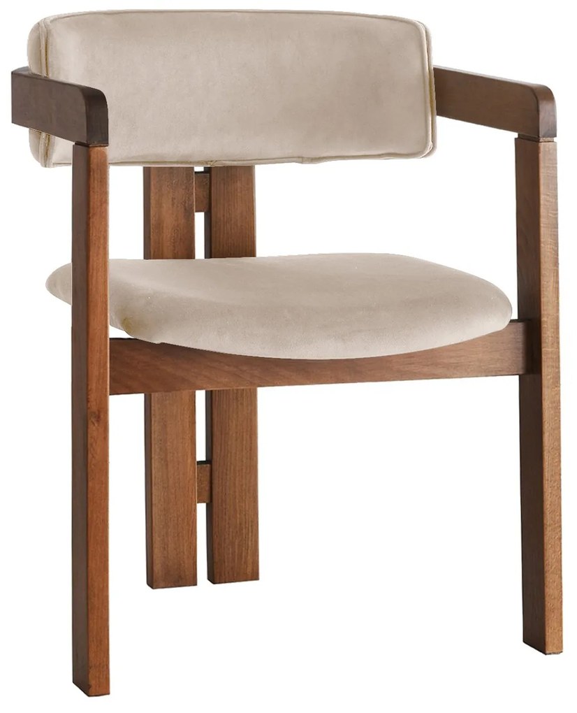 Jedálenská stolička CO Zamat z masívu béžová/orech