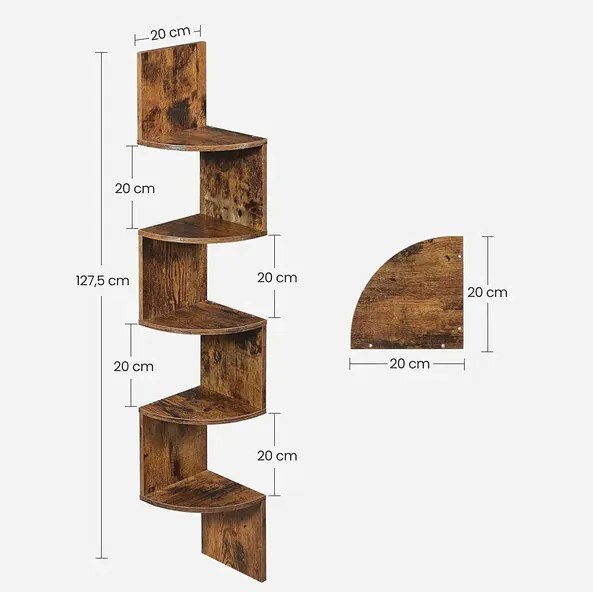 Hnedá nástenná rohová polica ESTANTE