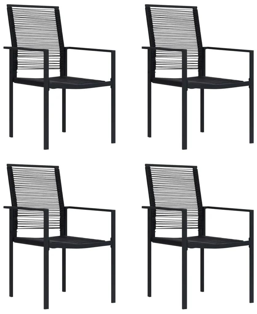 Záhradné stoličky 4 ks čierne PVC ratan