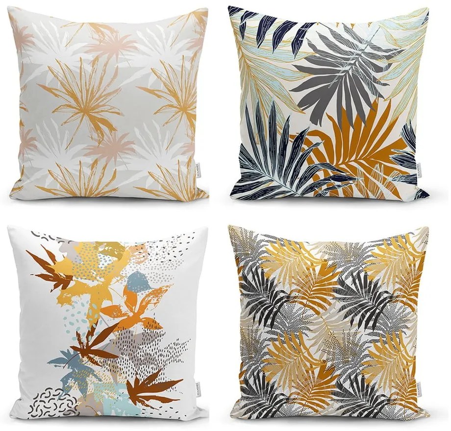 Súprava 4 dekoratívnych obliečok na vankúše Minimalist Cushion Covers Autumn Leaves, 45 x 45 cm