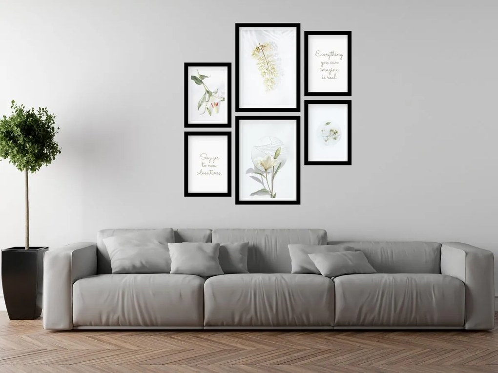 Gario Sada plagátov Mágia kvetov - 6 dielna Farba rámu: Rustikálna, Veľkosť: 85 x 92 cm