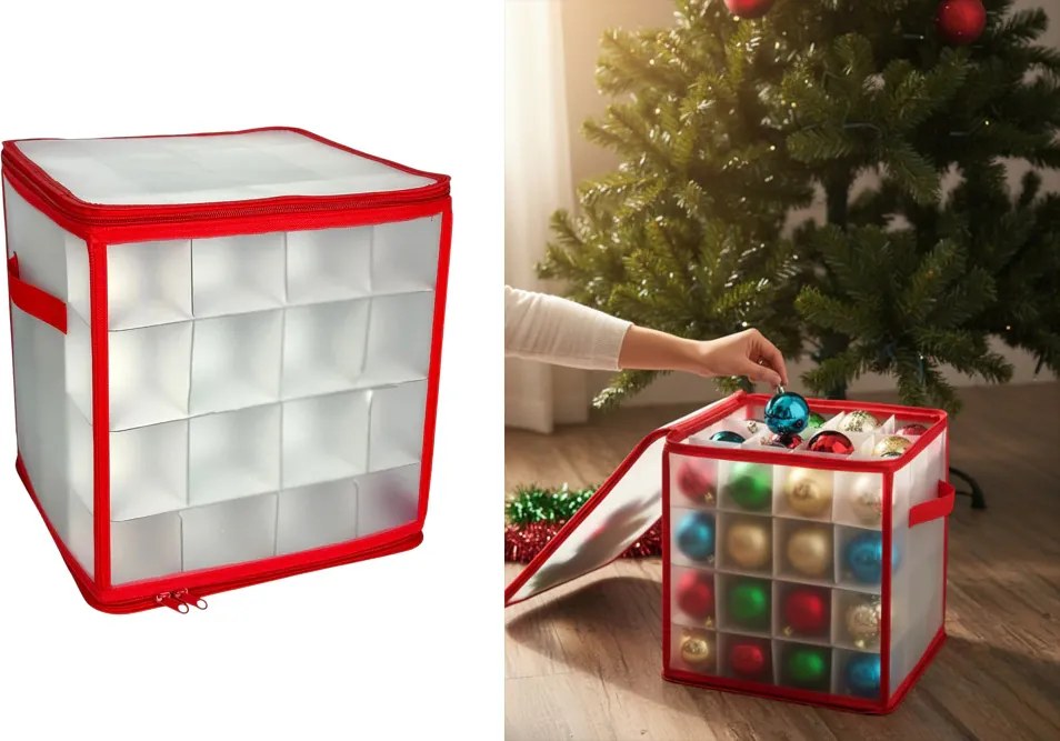 VERK GROUP Vianočný úložný box na banky, gule a vianočné ozdoby, na 64 kusov
