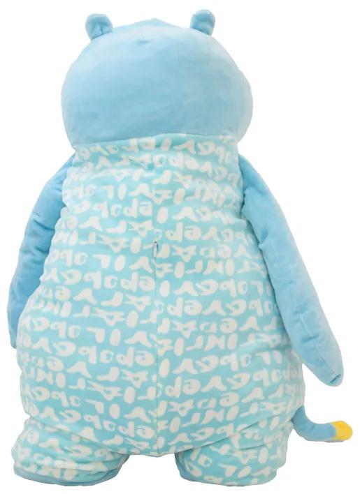 Plyšový HROŠÍK HIPPO 25 x 55 cm s detskou dekou 110 x 170 cm vo vnútri modrý