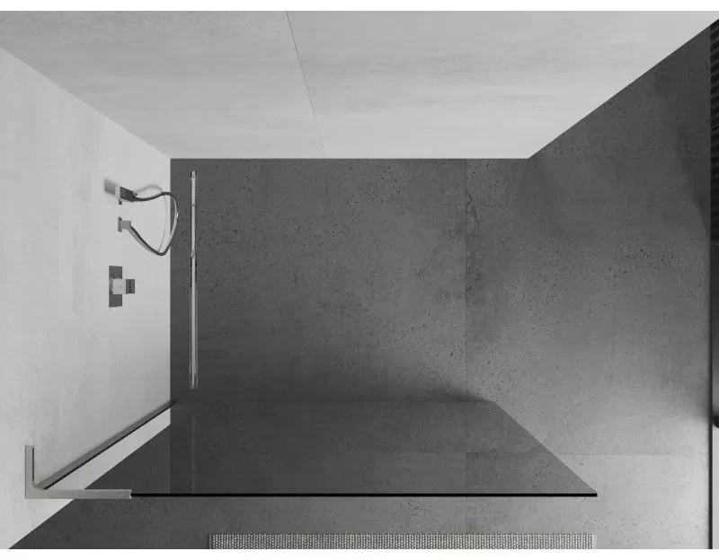 Mexen Kioto L, sprchová zástena Walk-In 50 x 200 cm, 8mm číre sklo, brúsená oceľ profil, 800-050-103-97-00