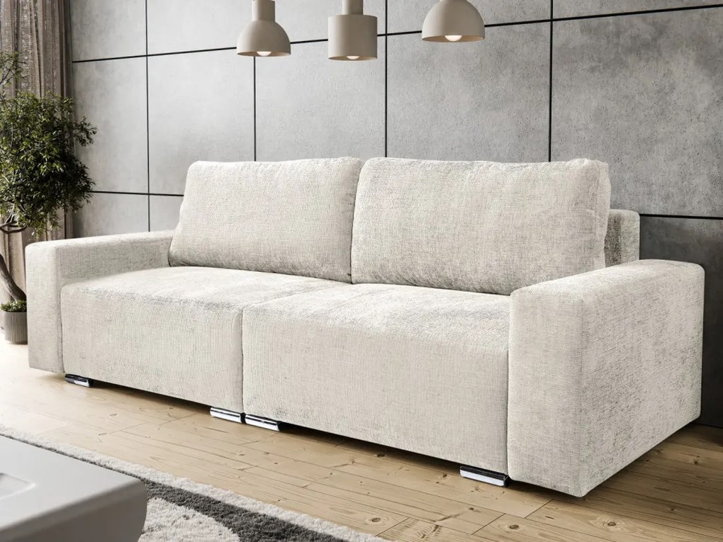 Rozkladacia pohovka Anafi, svetlo - krémová látka