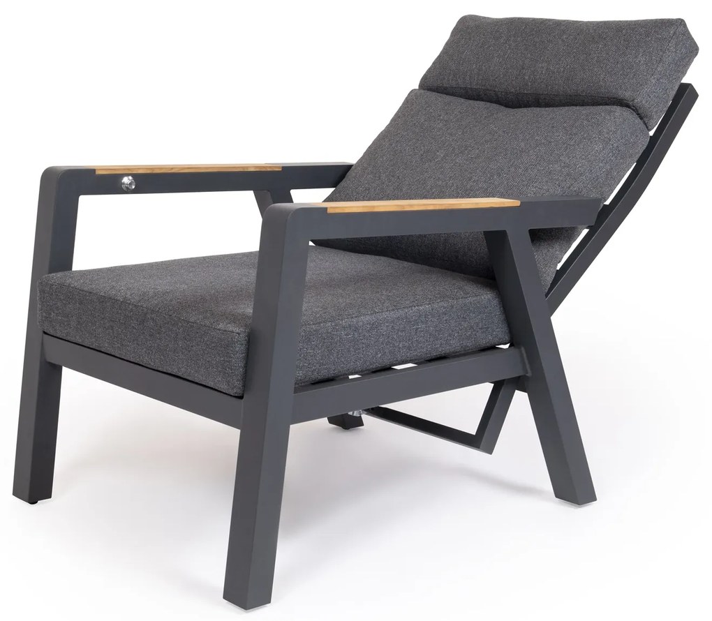 Polohovateľné kreslo BURY antracit + tmavé podušky