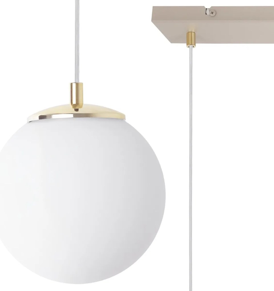 Závesné svietidlo Florence, 4x biele sklenené tienidlo, g/be