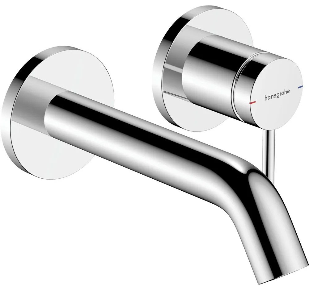 HANSGROHE Tecturis S 2-otvorová páková umývadlová batéria pod omietku, pre nástennú montáž, s rozetami, výtok 165 mm, chróm, 73350000