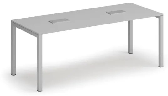 Stôl SQUARE 2000 x 800 x 750, sivá + 2x stolná zásuvka TYP IV, strieborná